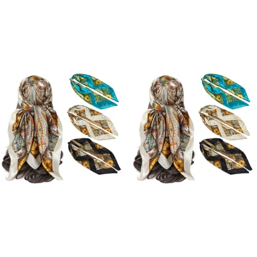 PALAY® 3Pcs Silk Scarf for Women Stylish Satin Neck Head Scarf for Women Summer Bandanas Fashion Print Silk Scarves 35 In Square Scarves Gift Comfy Beach Hair X2 PALAY® 3Pcs Silk Scarf for Women Stylish Satin Neck Head Scarf for Women Summer Bandanas Fashion Print Silk Scarves 35 In Square Scarves Gift Comfy Beach Hair X2